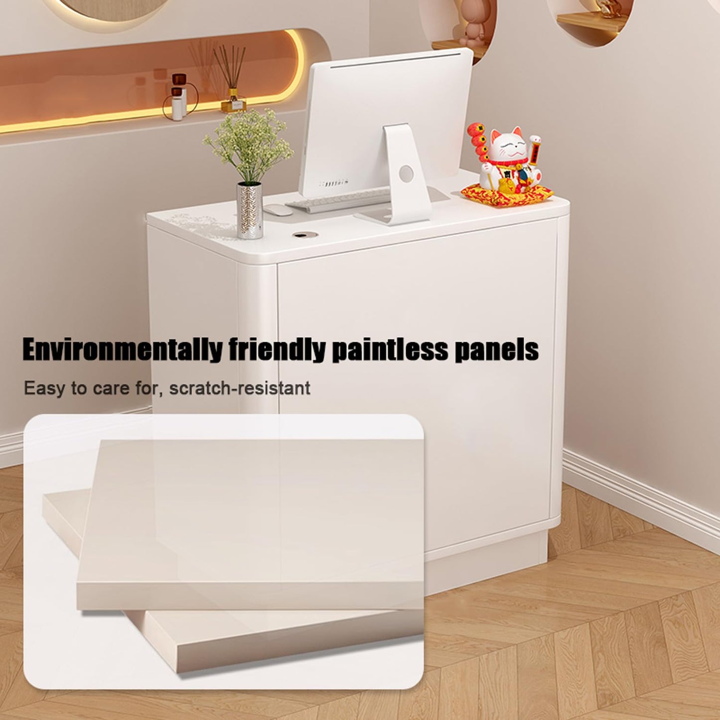 Lockable Reception Desk with Counter - Small Cashier's Desk for Salon, Office, and Front Counter Use - Stylish and Secure Solution for Reception Areas