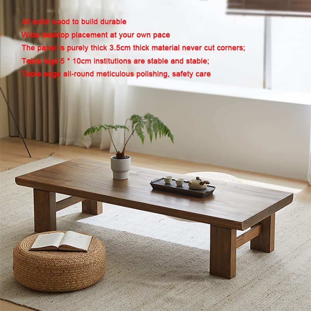 Japanese Solid Wood Coffee Table Zen Style Small Dining Table for Bedroom & Balcony 120x60x38cm Minimalist Floor Table Modern Home Decor Versatile Seating Solution