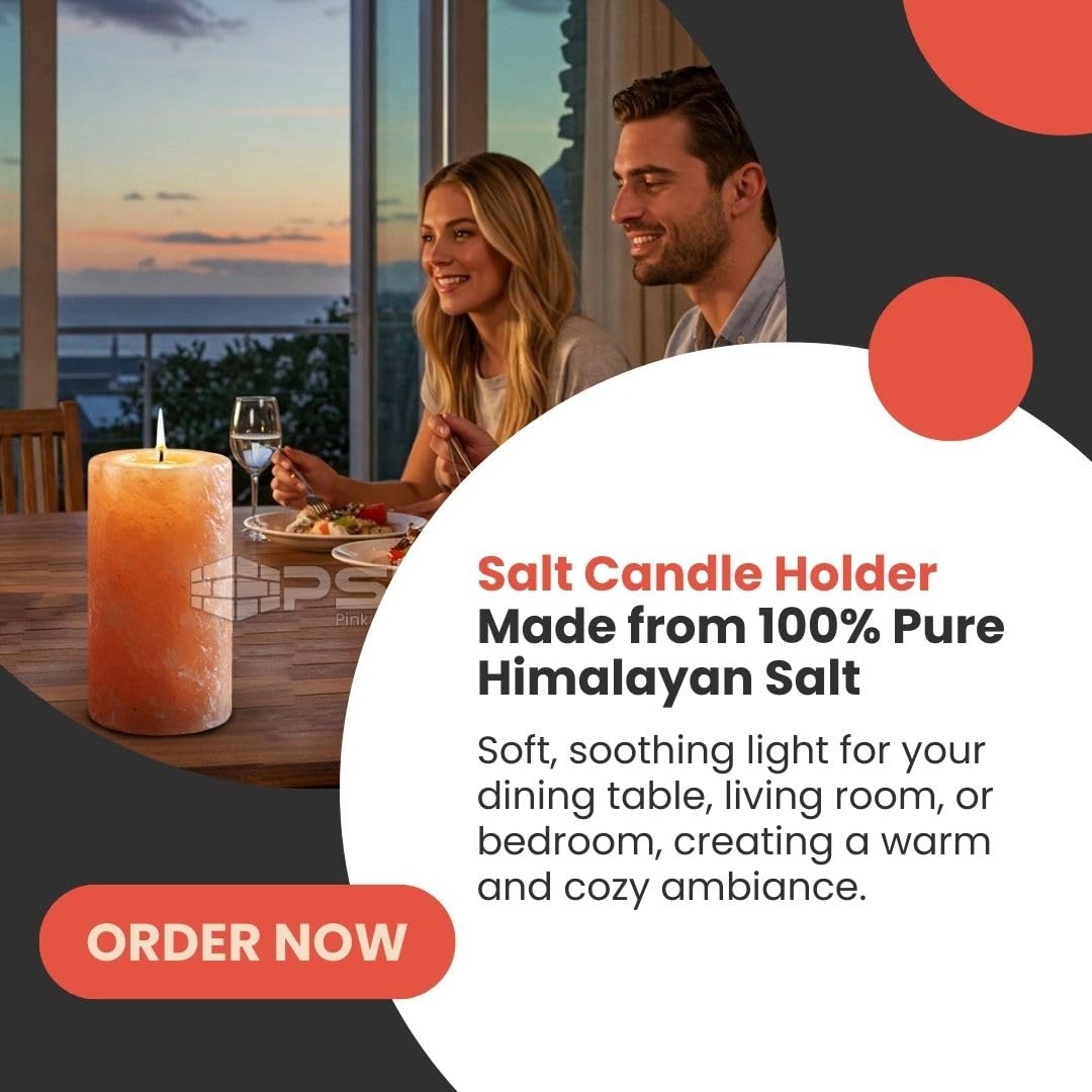 Himalayan Salt Candle Holder 6-Inch, Natural Crystal Glow for Home & Relaxation