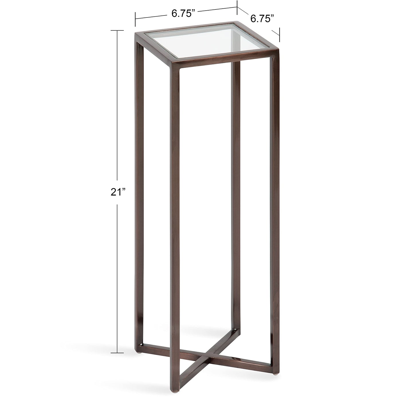 Kate and Laurel Jaspur Modern Drink Table, 7 x 7 x 21, Bronze, Decorative Glam Accent Table for Display and Storage