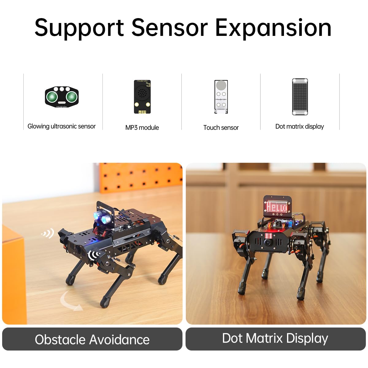 PuppyPi ROS2 Robot Dog with ChatGPT Large AI Models AI Embodied Intelligence Robotic Dog Vision Scene Voice Command Understanding Bionic Quadruped ROS Education Robot, Advance & RaspberryPi5 8GB