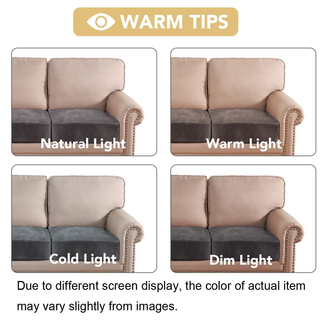 H.VERSAILTEX Velvet Stretch Couch Cushion Cover Plush Cushion Slipcover for Chair Loveseat Sofa Cushion Furniture Protector Seat Cushion Sofa Cover (3 Piece Sofa Cushion Covers, Grey)