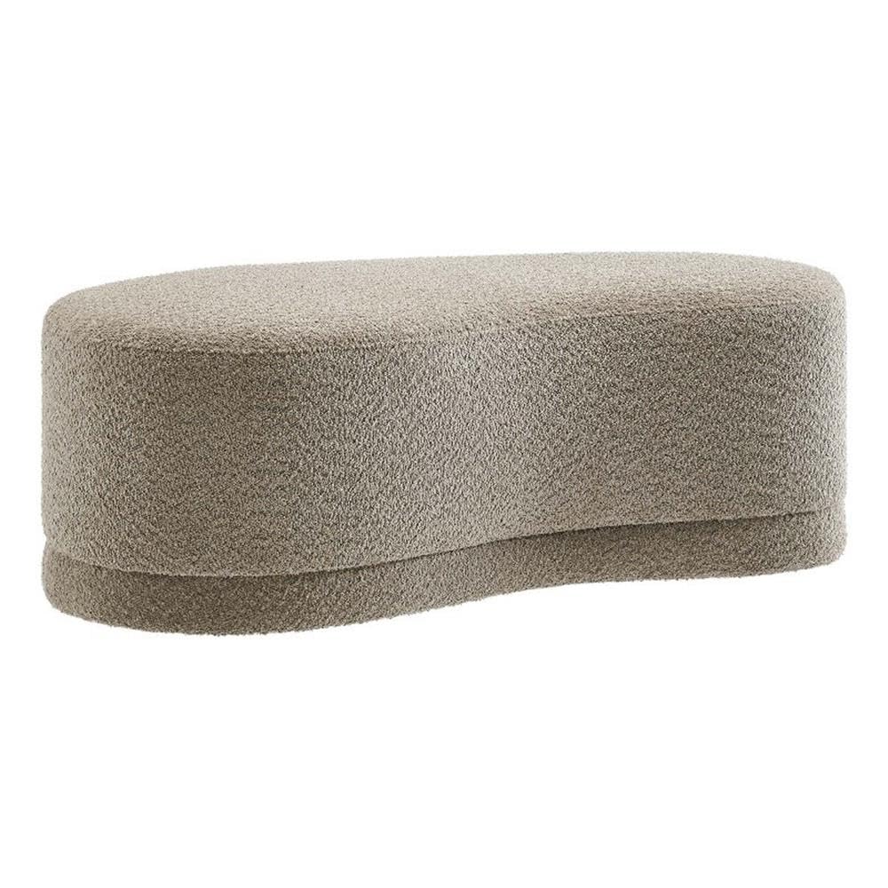 Modway Nimbus 48 Inch Curved Ottoman Bench in Oat - Soft Fabric Chenille Ottoman - Versatile Bedroom Bench - Bouclé Footstool - Upholstered Coffee Table - Bedroom and Living Room Furniture