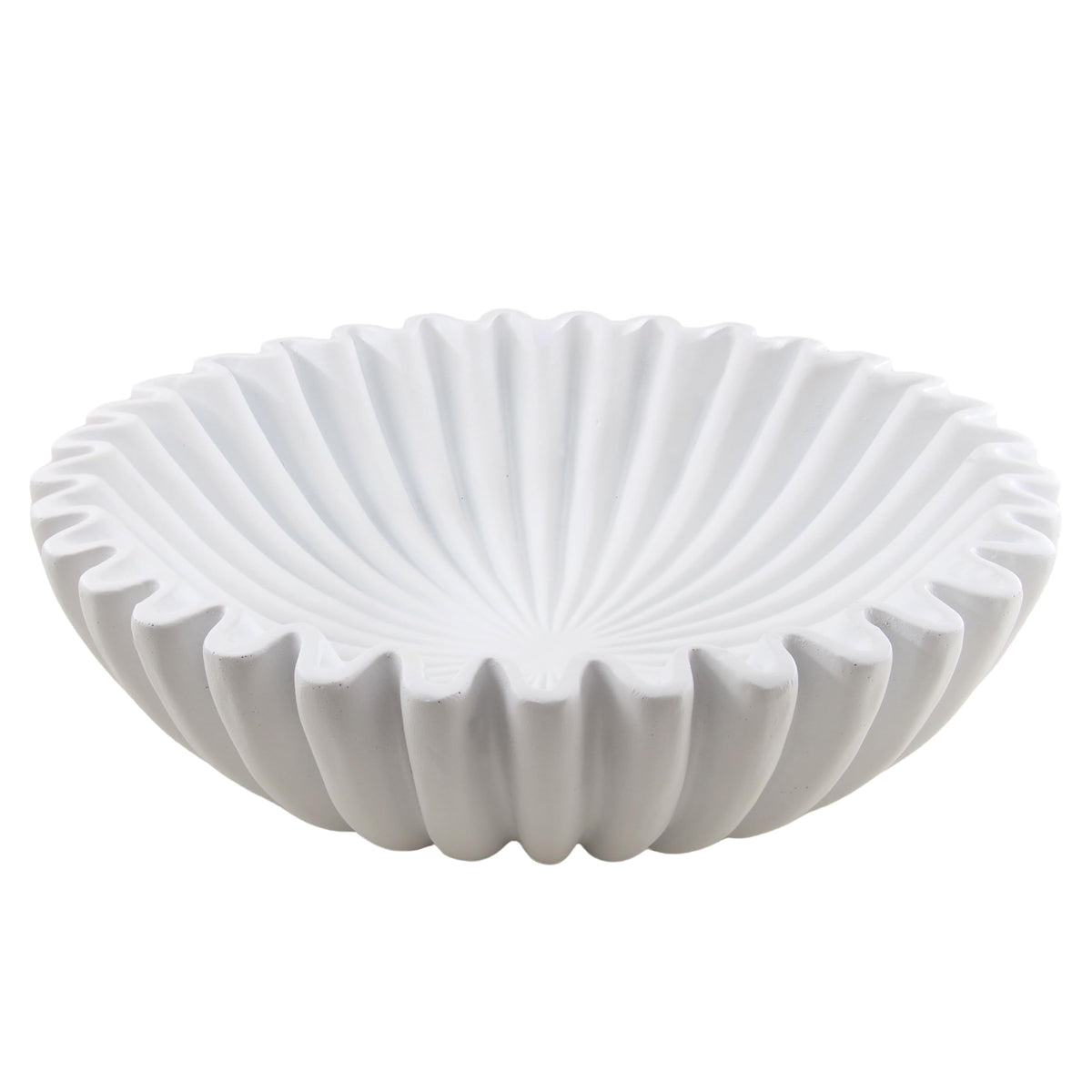 Plukers Large Modern Decorative Ruffle Bowl for Home Decor Fruit Bowl Organic Catch All Key Kitchen Entryway Shelf Coffee Table,White