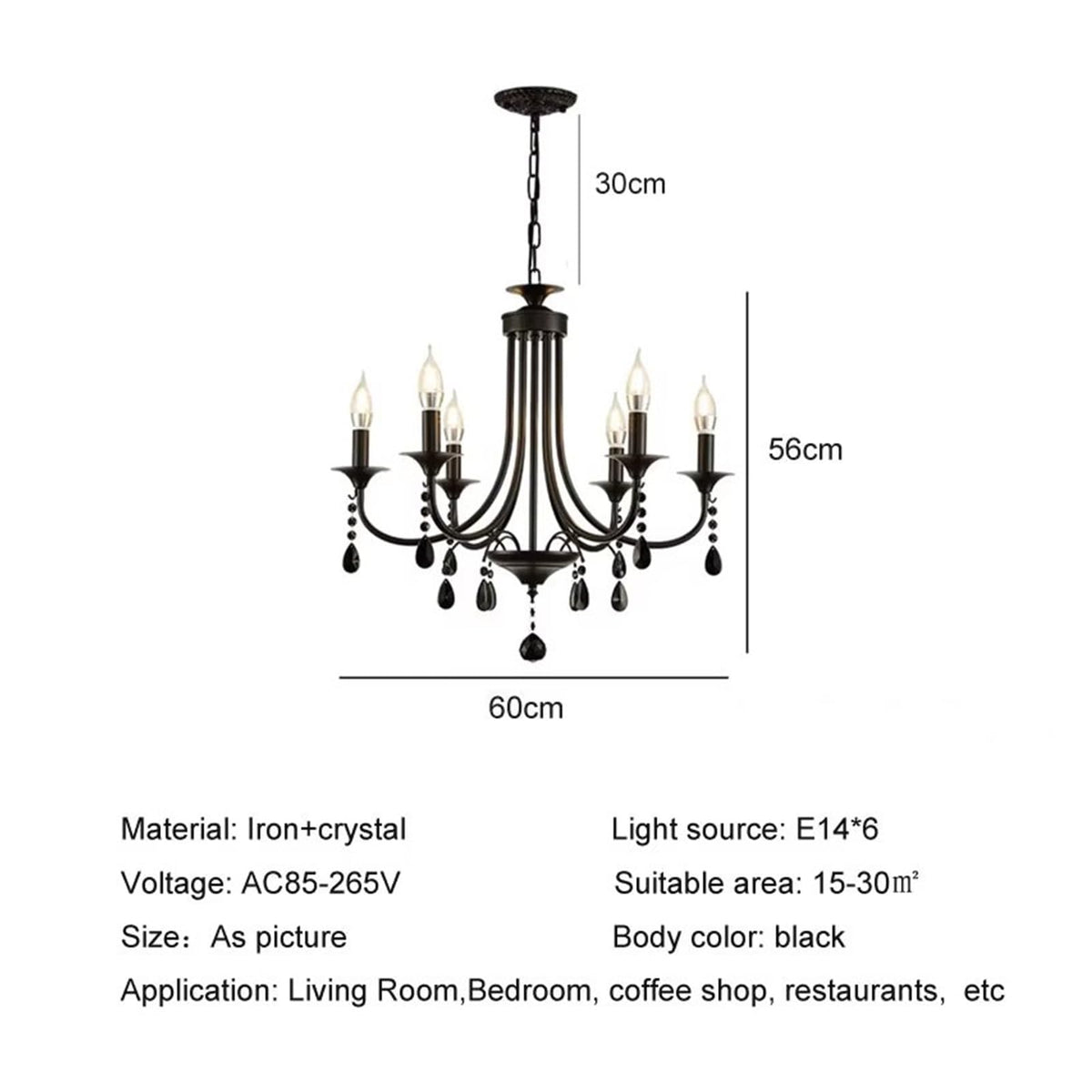 American Luxury Crystal Pendant Light Living Room Restaurant Bedroom Kitchen Cafe E14 Candle Light Chandelier,Comfortable Lighting