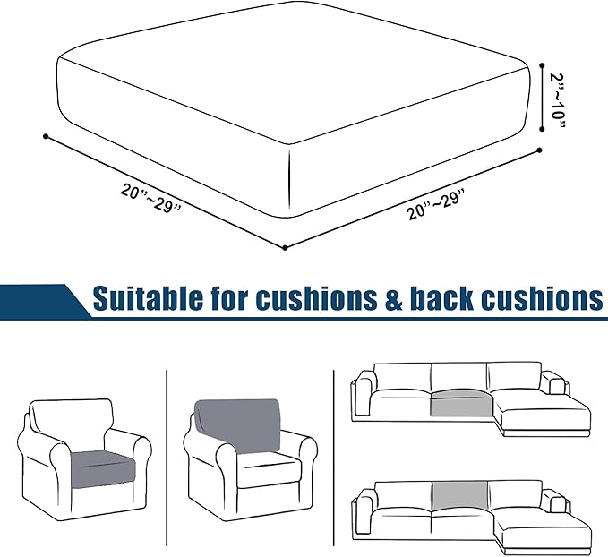 Water Repellent Single Seat Cushion Cover, Stretch Separete Backrest Cover