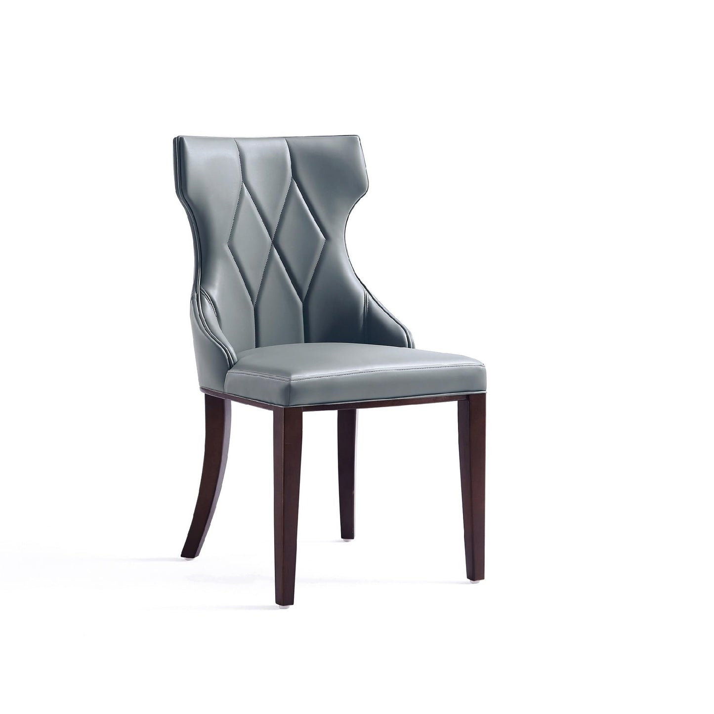 Manhattan Comfort Reine Dining Chairs Set of 4, Upholstered Seats with Diamond Stitching, Solid Beech Wood Frame, 4-Leg Base, 18.5" Seat Height, Fully Assembled, Pebble Grey