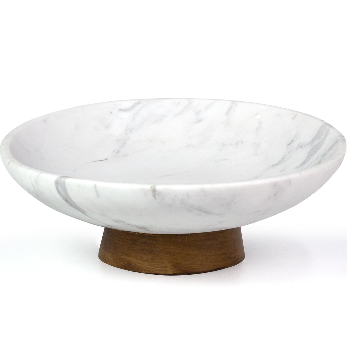 YMXYJM Marble Decorative Bowl - Handcrafted Natural Stone Centerpiece with Pedestal for Home Decor, Marble Fruit Bowl for Kitchen Counter, Entryway Catchall Bowl for Keys, Purse - 11" White, 7 lb