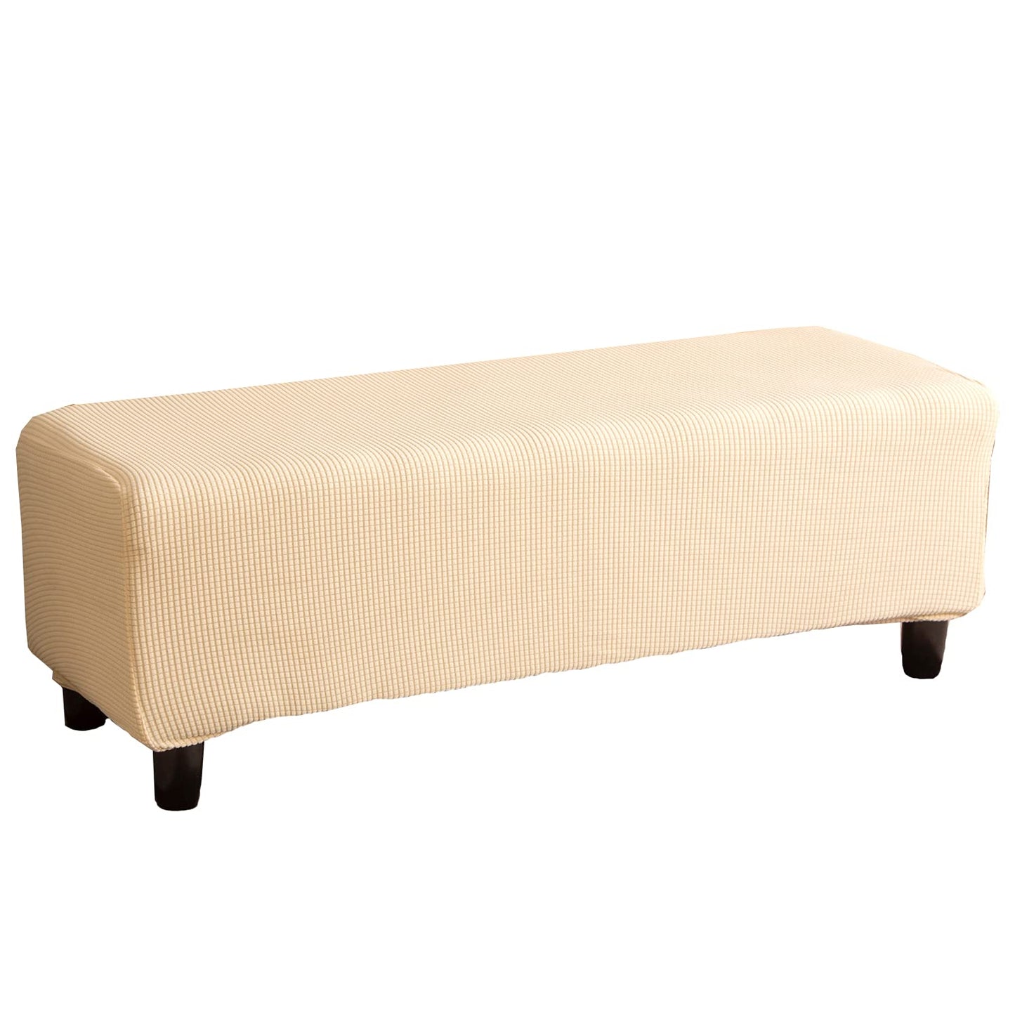 Cornasee Stretch Ottoman Cover Rectangle,Footstool Slipcover Storage Stool Furniture Protector Modern Style (Beige,X-Large)