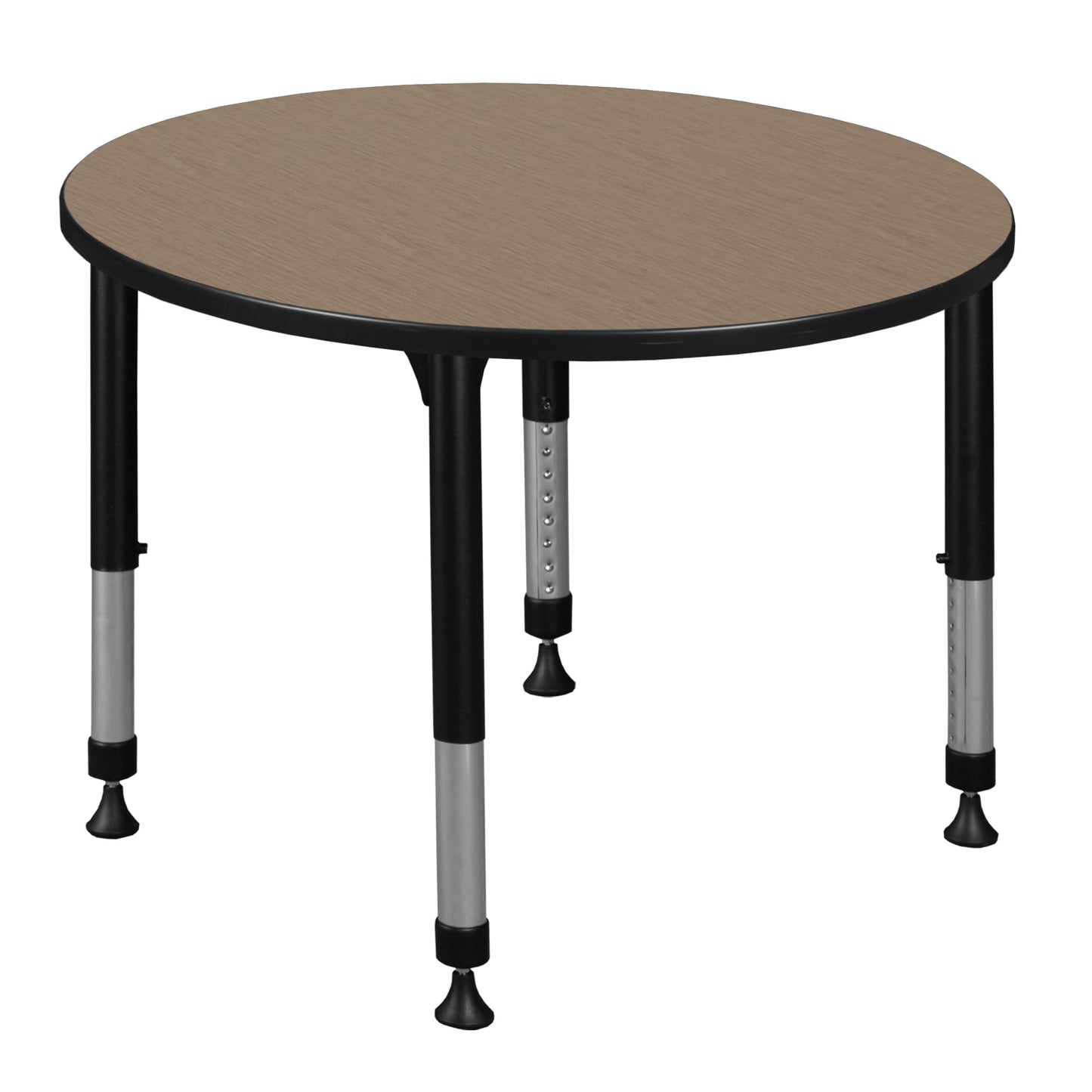 Romig Trek 36 in. Round Height Adjustable Classroom Activity Table- Noble Oak Top & Black Base