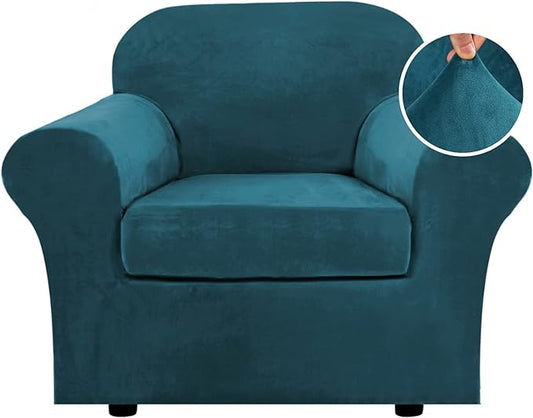 H.VERSAILTEX Rich Velvet Stretch 2 Piece Cover Chair Slipcover Sofa Cover