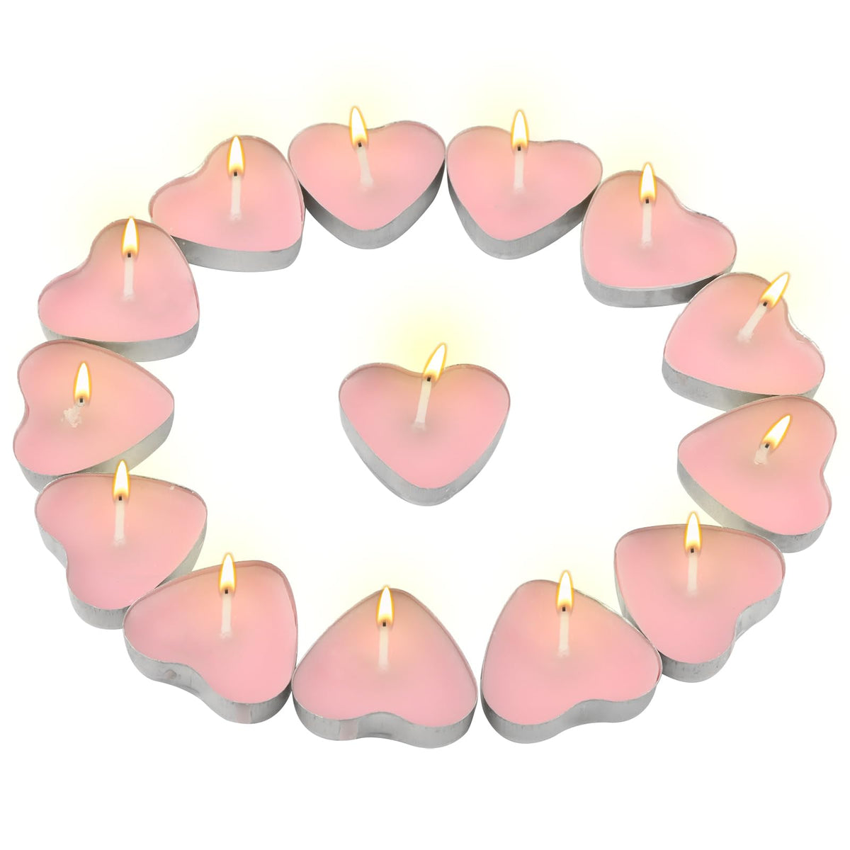 Pilarmuture Tea Lights Candles, 50pcs Heart Shaped Smokeless Tea Lights Candles Unscented Candles, Dripless & Long Lasting Mini Tealight Candles for Wedding Celebrations Home Party Decor