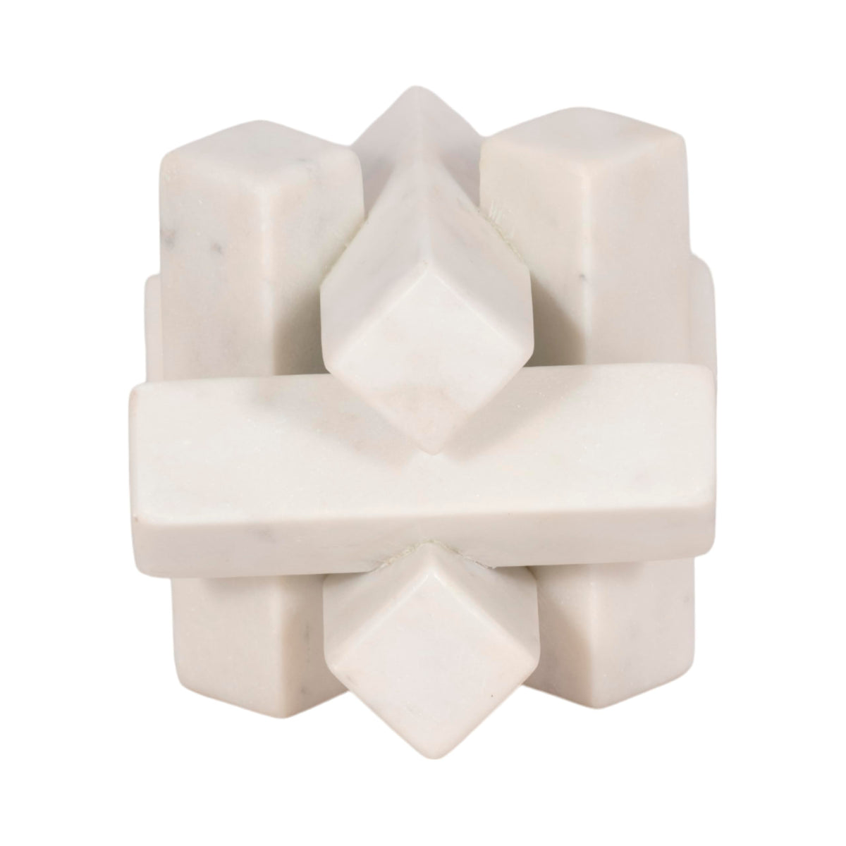 Sagebrook Home 4-Inch White Marble Geometric Orb