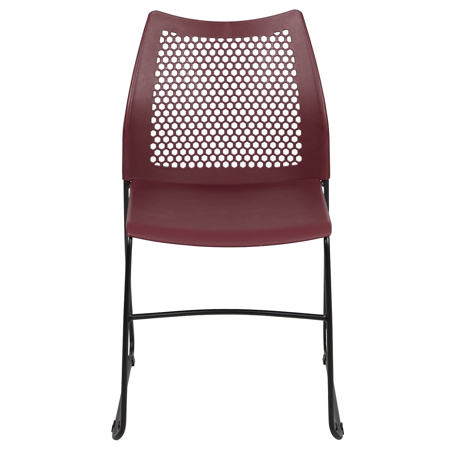 Flash Furniture HERCULES Series 5 Pack 661 lb. Capacity Burgundy Stack Chair with Air-Vent Back and Black Powder Coated Sled Base