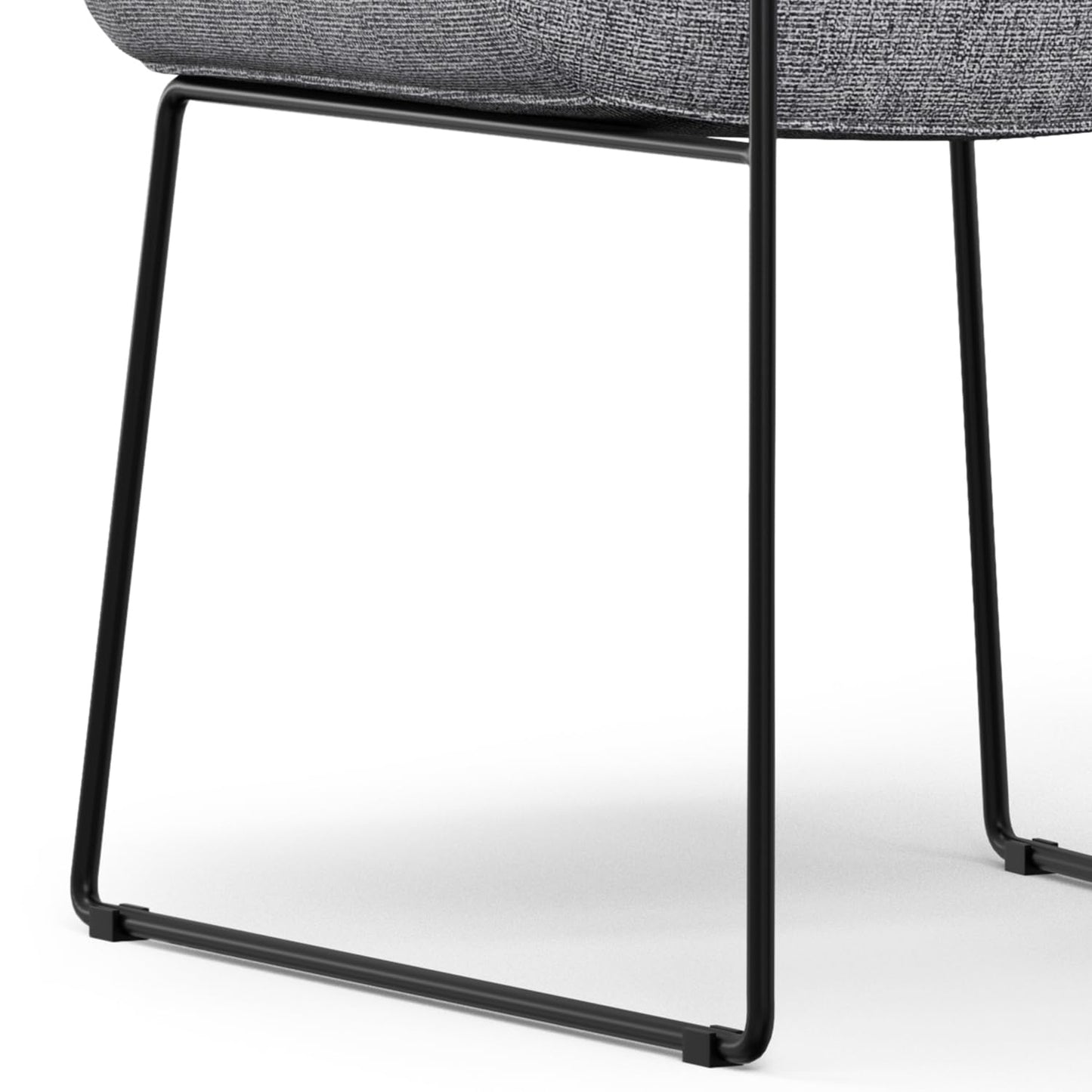 SIMPLIHOME Corina Dining Chairs - Upholstered Black Metal and Linen-Style Fabric Kitchen Chair Set in Grey, Modern Minimalist Dining Room Seating with Sled Base and Cushioned Seat (Set of 2)