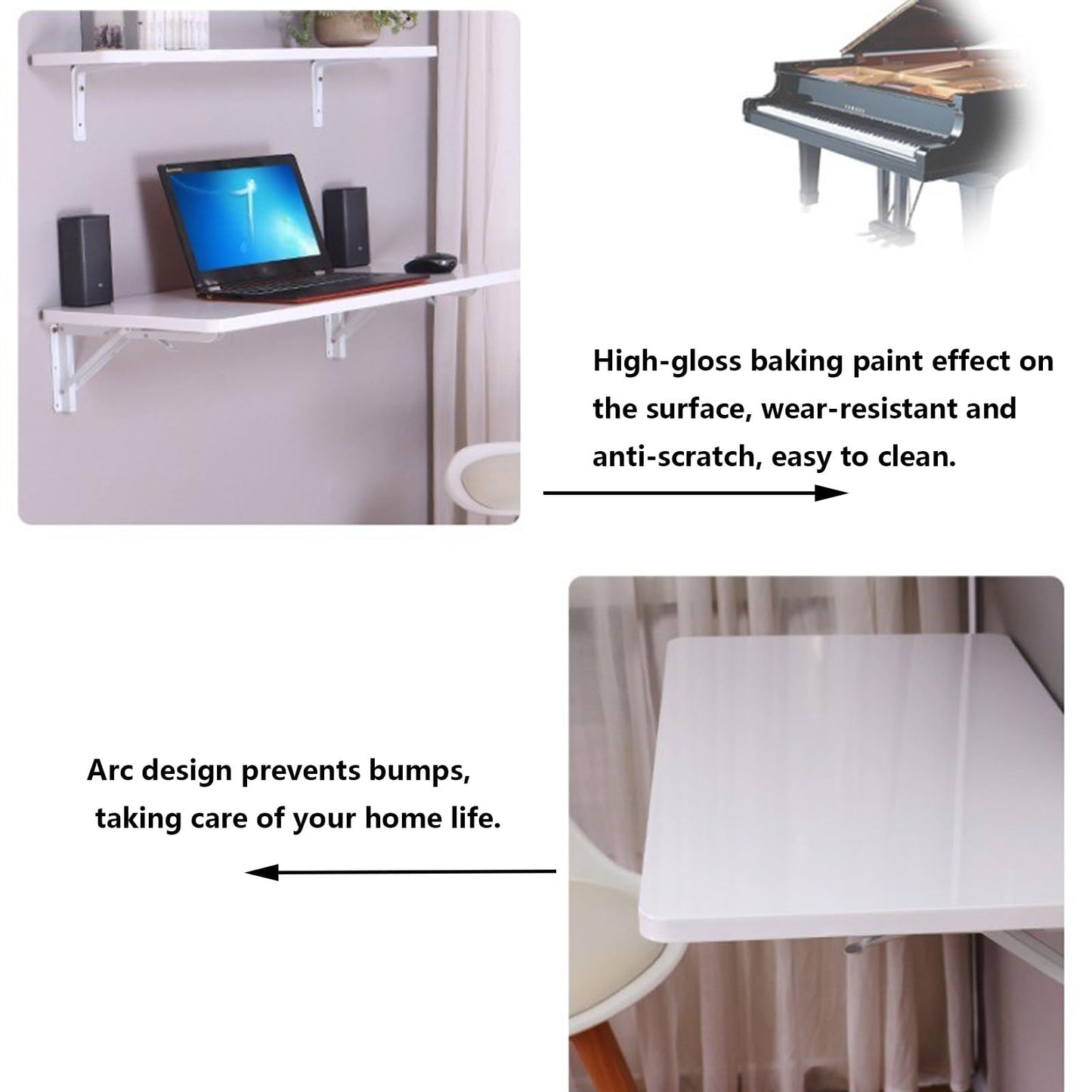 Folding Wall Mounted Murphy Desk Drop-Leaf Table, Wall Mounted Table,Space Saving Fold Down Floating Desk for Study, Bedroom (Size : W40xL70cm/W15.7xL27.6in)