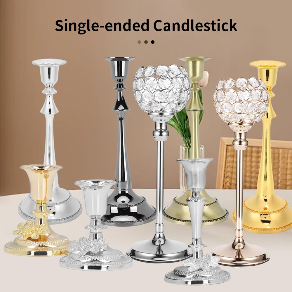 MOUMOUTEN Candelabra,2Pcs 1 Arm Bronze Candlestick Holder Length 25cm Decorative Ambience Ornament for Home,Wedding, Restaurant and Other Occasions