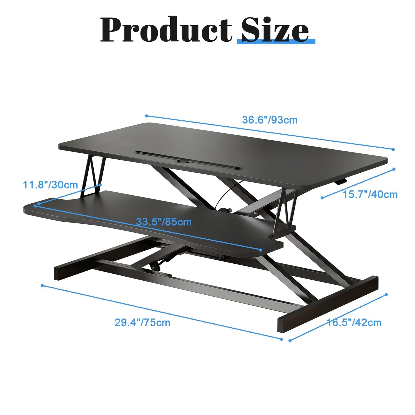 AQQHSAIN Standing Desk Converter 36 Inch Wide Sit to Stand Converter Desk Height Adjustable Riser with Keyboard Tray Laptop and Dual Monitor Desktop Workstation Riser for Home Office Computer