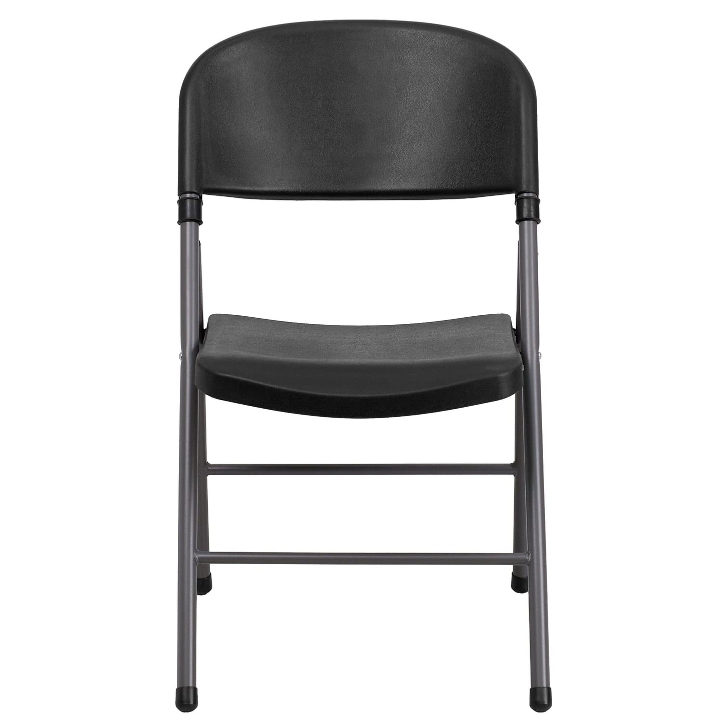 Flash Furniture 6 Pack HERCULES Series 330 lb. Capacity Black Plastic Folding Chair with Charcoal Frame