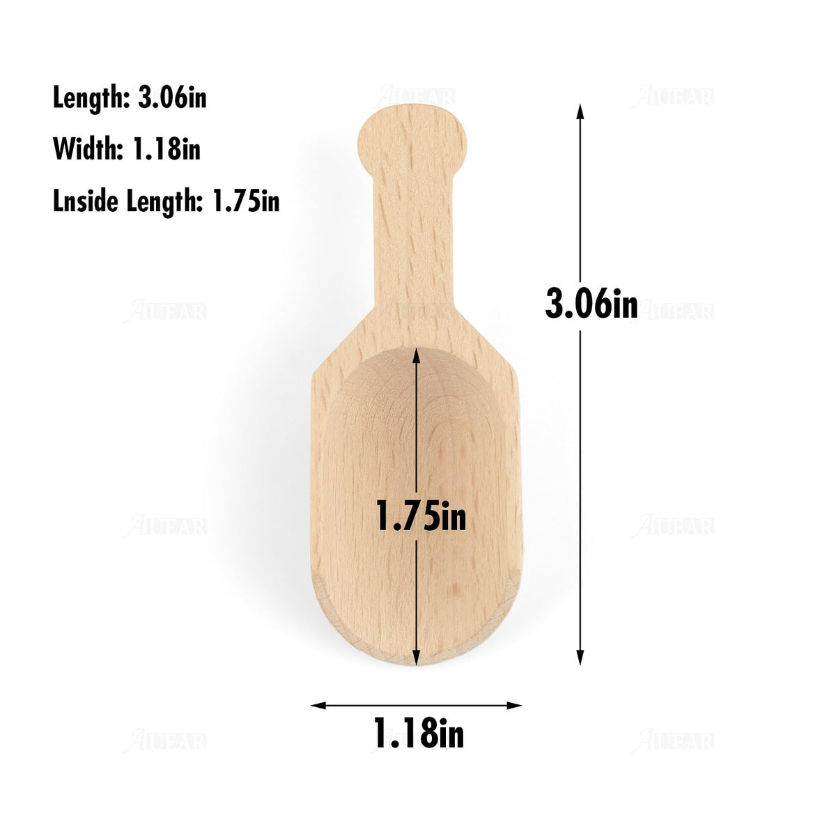 AUEAR, Mini Wooden Scoops Unpainted Kitchen Spoon for Candy Spices Parties Bath Salts Essential (20 Pack, Half Handle)