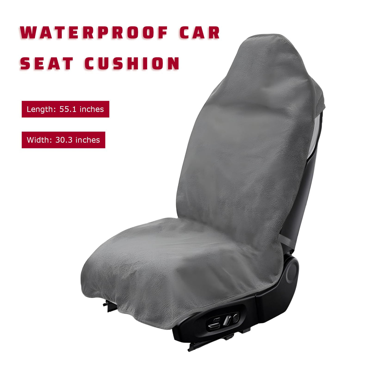 PKOLSFE Car Towel Seat Cover, Waterproof Front Seat Protective Cover for Post Gym Workout Running Swimming, Non-Slip Sweatproof Front Bucket Seats Cover Towel for Cars SUVs Trucks (Gray)