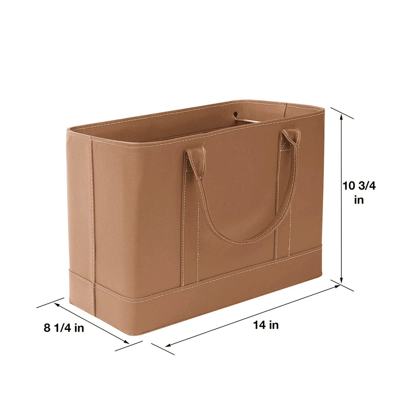 HOME DISTRICT Chic File Organizer Tote - Important Document Organizer Bag, Portable File Box with Handle, Brown