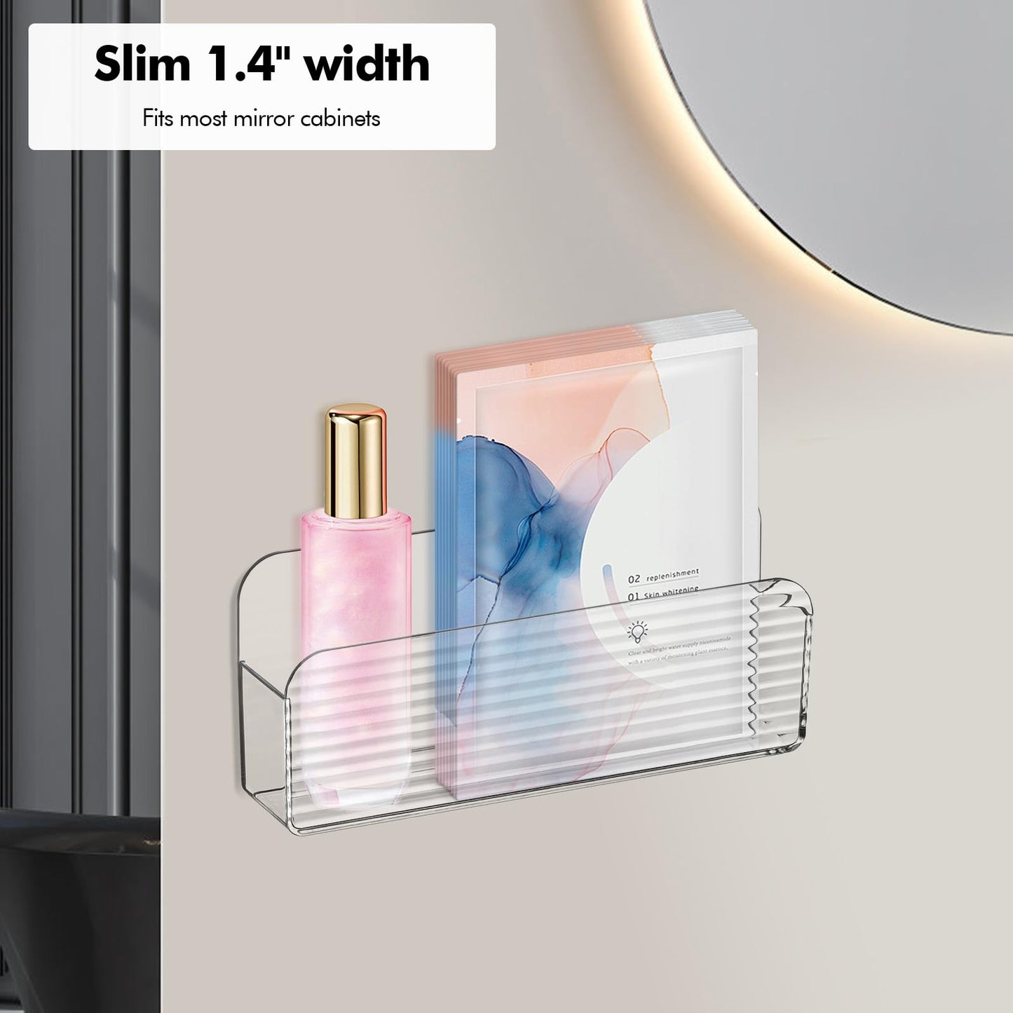 Poeland 3 Pack Wall Mounted Storage Organizer, Cabinet Door Organizer, Clear Storage Box for Bathroom, Bedroom, Mirror Medicine Cabinets (Transparent)