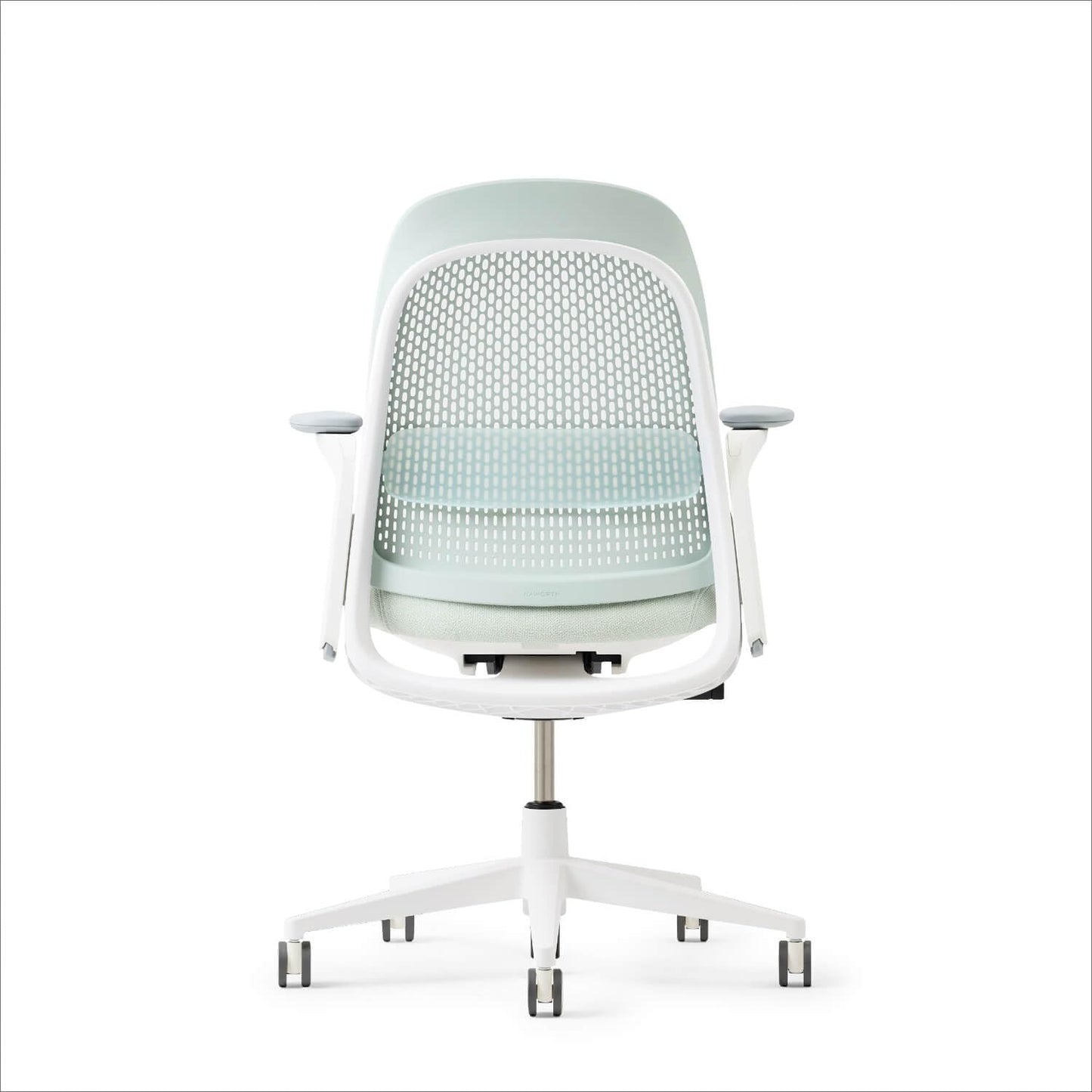 Haworth Breck Office Chair - Ergonomic Desk Seat with Height-Adjustable Lumbar Support, White Trim, Duo-Tone Hard Casters, and 4D-Arms (Agave)