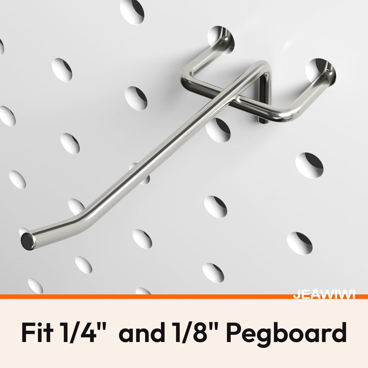JEAWIWI 120 Pack 4 Inch Metal Pegboard Hooks, Fit 1/4 in and 1/8 in Peg Board Organizer Accessories, for Hanging Storage, Garages, Tool Sheds, Basements