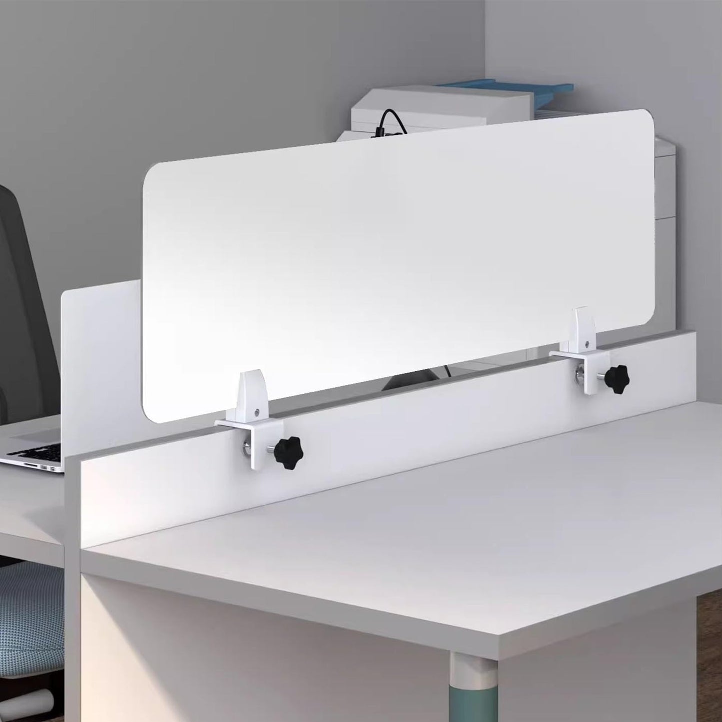 Reception Desk for Spaces with Lockable Drawer, Compact Office Counter Desk Counter Modern Front Lockable Drawers,White Frosted Acrylic Desk Partition Student Privacy Shield Freestanding Des