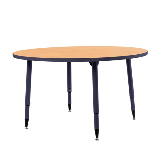 Adapte Commercial Classroom Activity Table - 48" Round, ADA Compliant Tapered Legs with Glides & Casters, Adjustable Height 22-34" Wheelchair Accessible, School & Office Furniture
