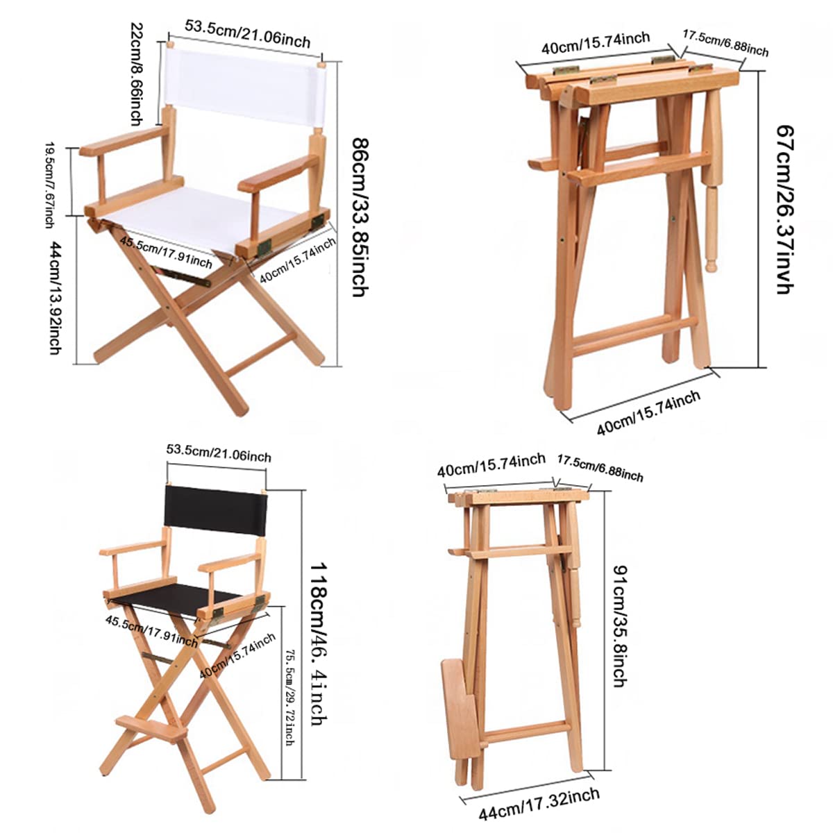 Upone 18''L X 15''W Director Chair Canvas Replacement Cover kit for 18'' Directors Chairs Movie Chair Replacement Canvas for Home Director Chair Medium Size(White)