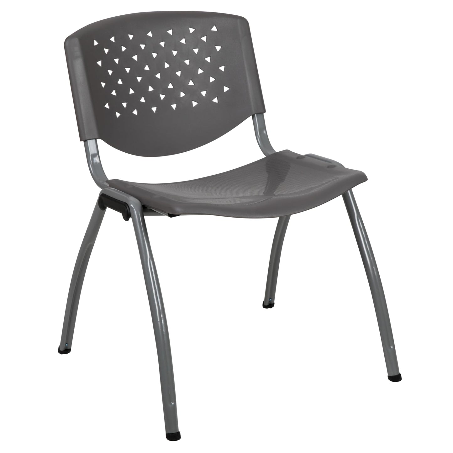 Flash Furniture HERCULES Series 880 lb. Capacity Gray Plastic Stack Chair with Titanium Gray Powder Coated Frame