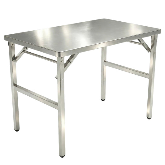 Yixhua Portable Stainless Steel Metal Folding Table 40" x 24" Heavy Duty Kitchen Prep Table No-Assembly Rectangular Stainless Steel Work Table for Kitchen Garage,Workshop,Outdoor BBQ