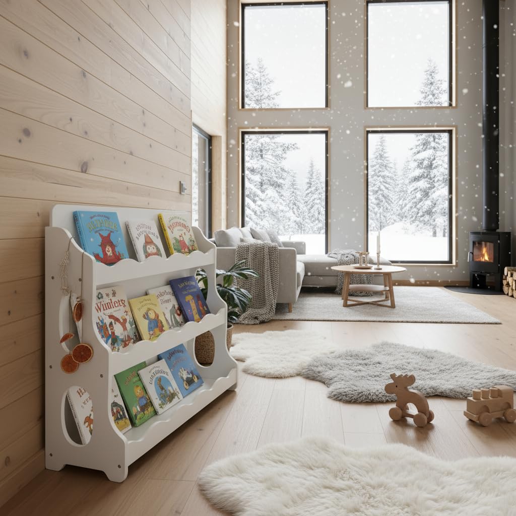 AMMEHOELA Wood Kids Bookshelf Montessori DutchDesign,White
