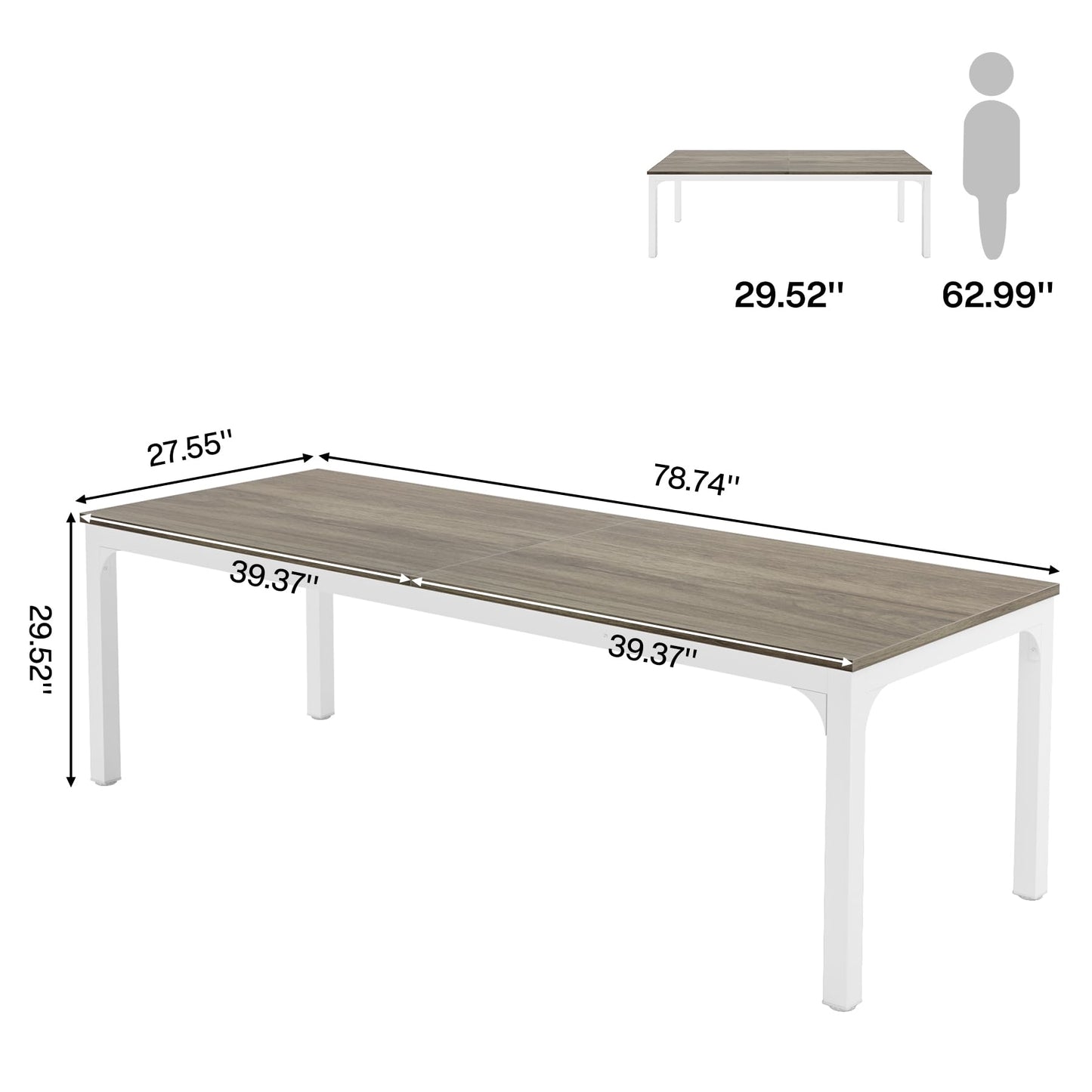 Tribesigns 6.5FT Conference Table, 78.7-Inch Rectangle Meeting Seminar Table, Large Business Tables for 6-8 People (Only Table)