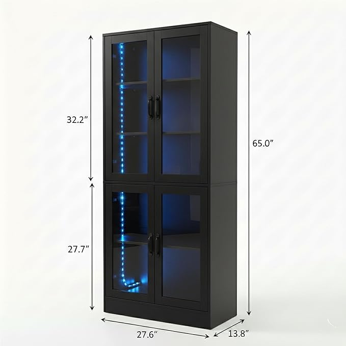 holzart Modern Black 5-Tier Display Cabinet