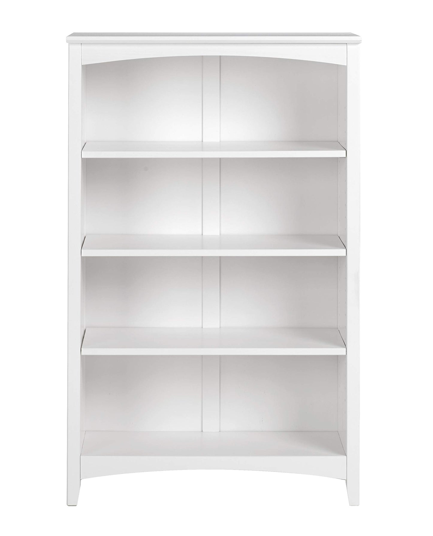 Camaflexi Shaker Style 4 Shelf Bookcase / Solid Wood / 48 inch High / Adjustable Shelving / Closed Back / Display Bookshelf for Living Room, Bedroom, Home and Office, White