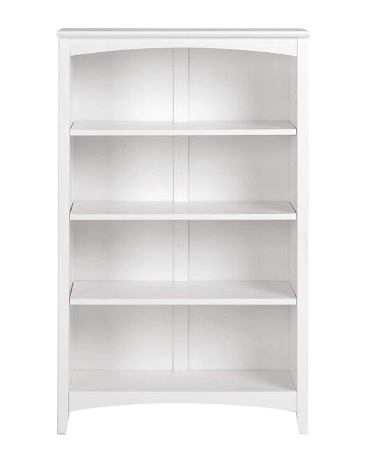 Camaflexi Shaker Style 4 Shelf Bookcase / Solid Wood / 48 inch High / Adjustable Shelving / Closed Back / Display Bookshelf for Living Room, Bedroom, Home and Office, White