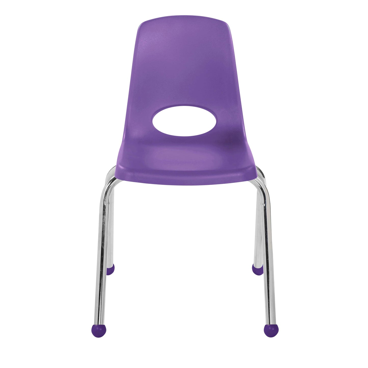FDP 16" School Stack Chair, Stacking Student Seat with Chromed Steel Legs and Ball Glides for in-Home Learning or Classroom - Purple (4-Pack), 10382-PU