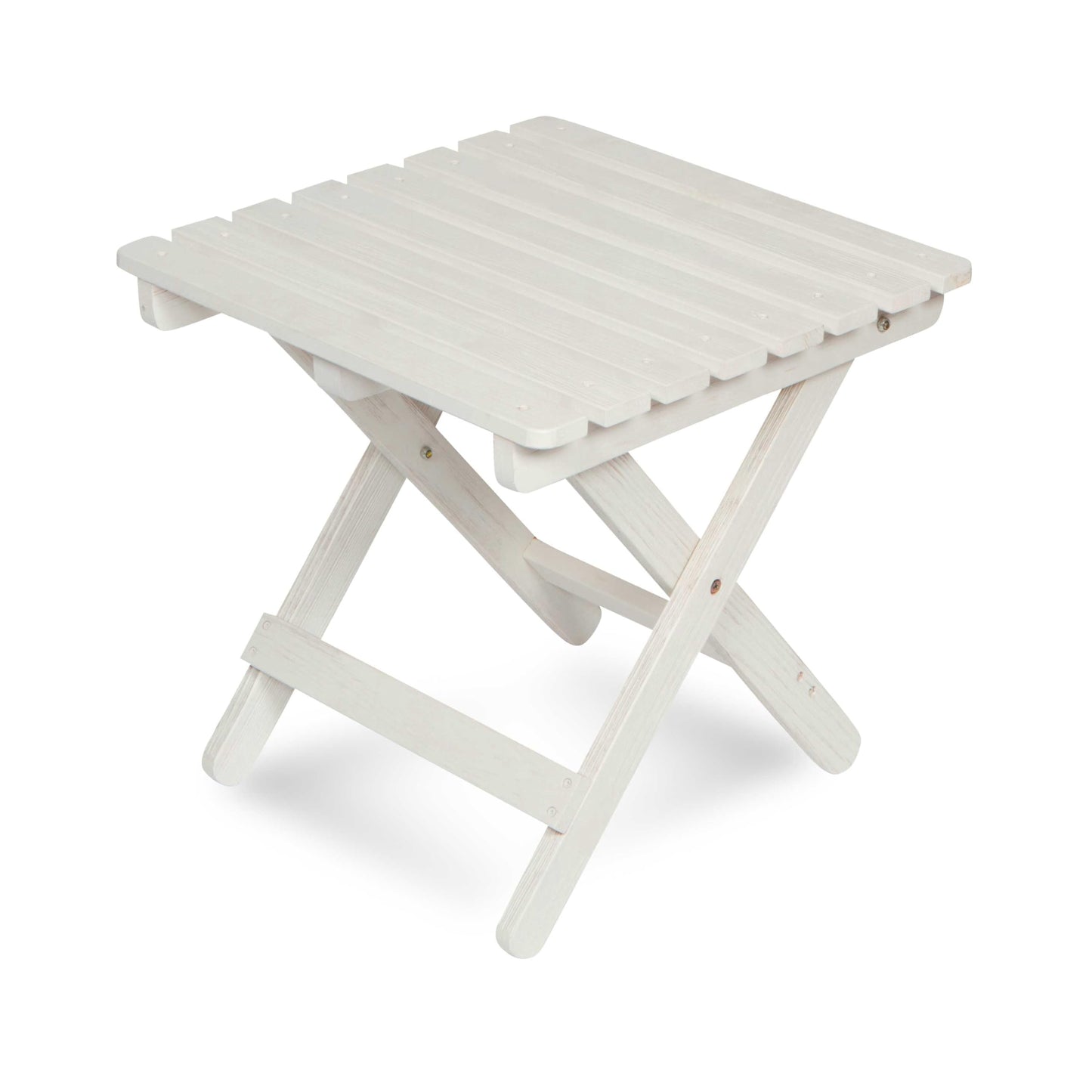 Shine Company Square Wooden Folding Solid Wood Side Table, Outdoor Adirondack Small Patio Table, Eggshell White