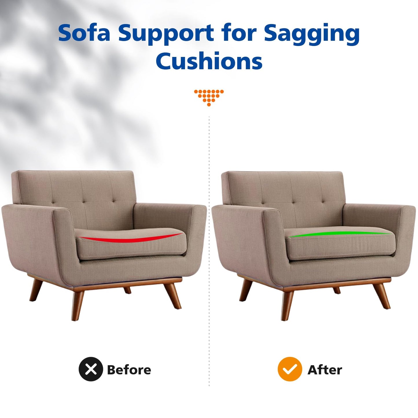 RA RUNNING ALIEN Sofa Couch Cushion Support for Sagging Seat,20"X20"X2" Arched High Density Foam Cushion,Blue Couch Cushion Replacement for Armchair,Loveseat,Set of 3