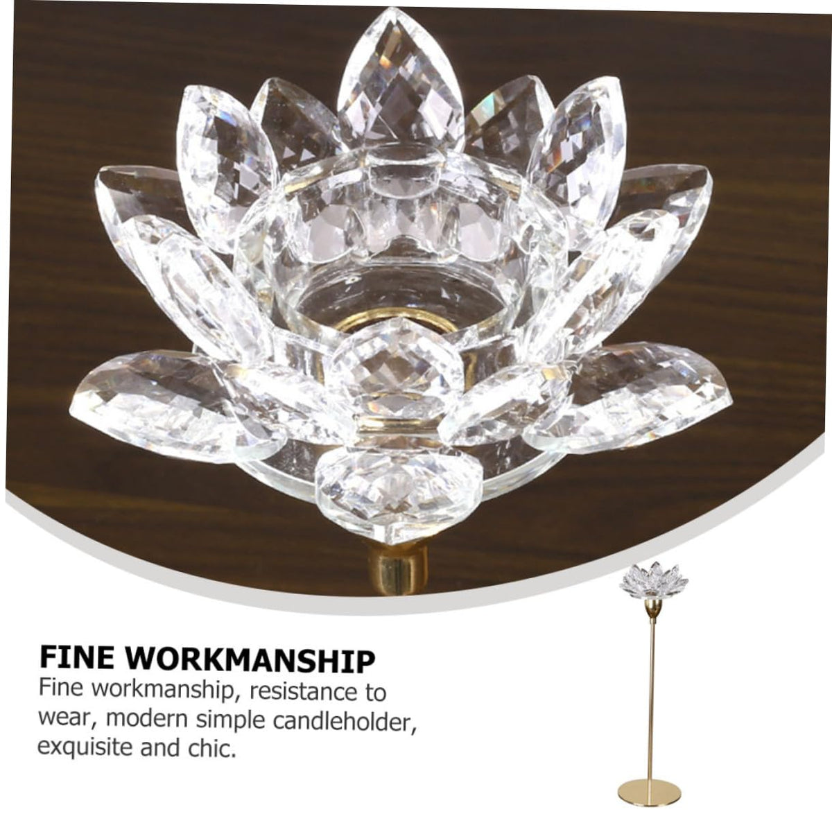 minkissy Metal Candlestick Holder Crystal Lotus Candlelight Dinner Decoration Small Gold Minimalist Dining Room Candle Stick Ornament
