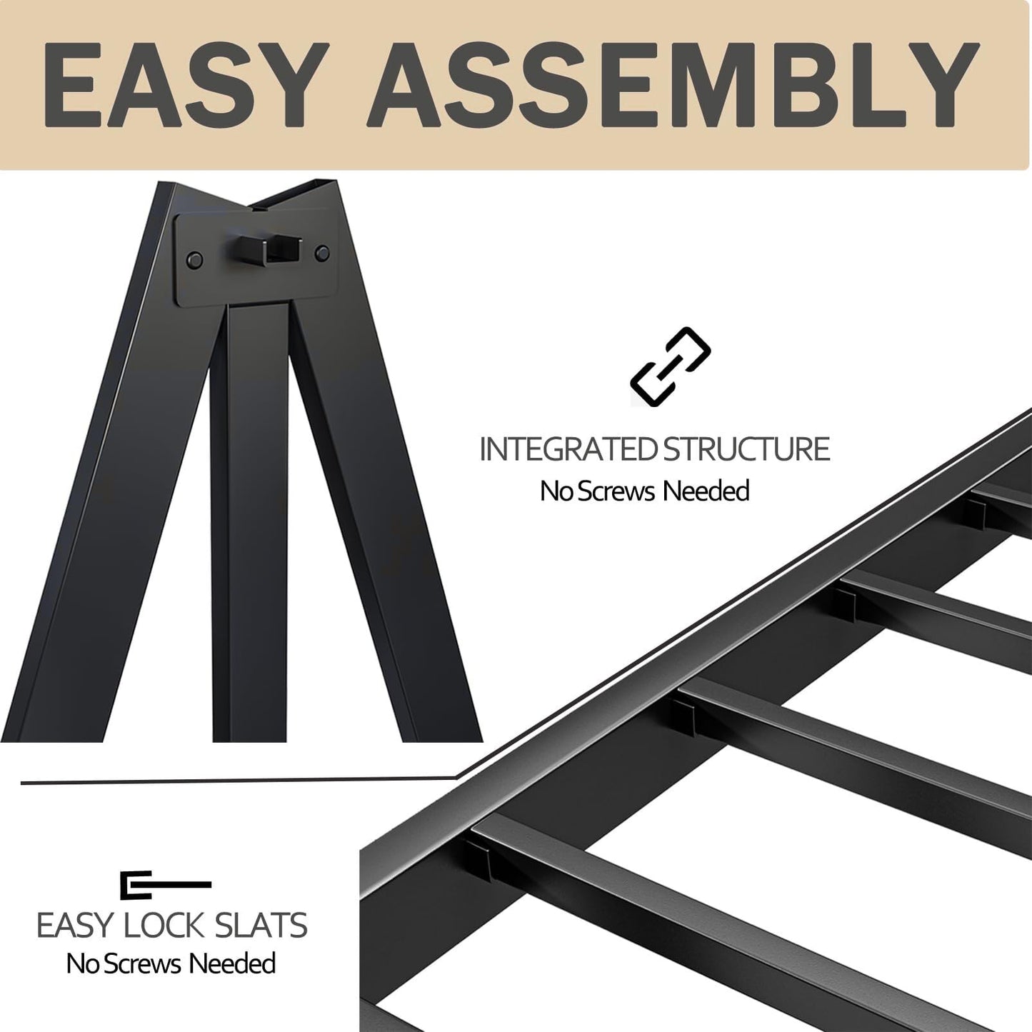 Neslime 18 Inch Full Size Bed Frame No Box Spring Needed, Heavy Duty Metal Platform Bed Frame Full for Heavy People, Easy Assembly, Noise Free, Black
