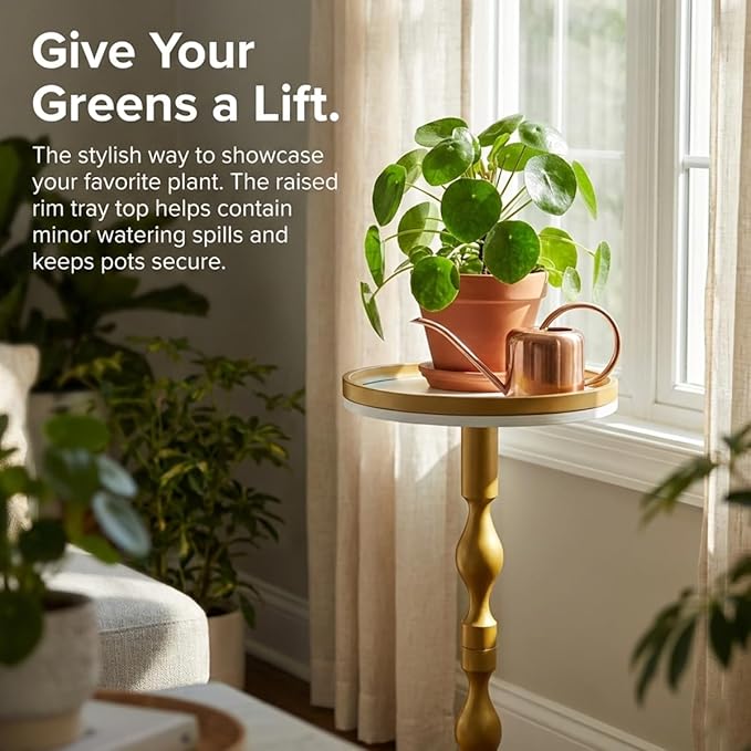 Small Round Gold Side Table, Drink Table