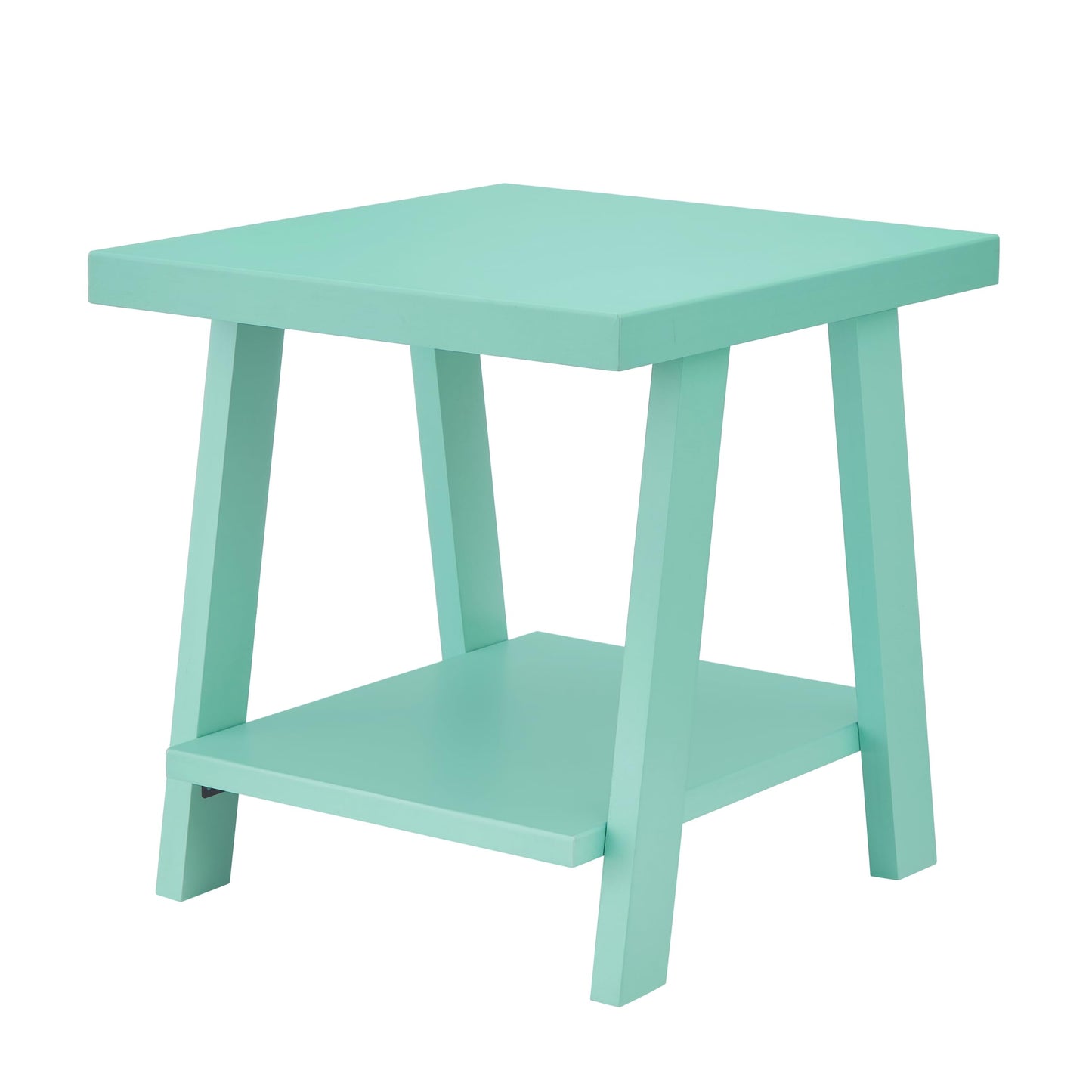Roundhill Furniture Athens Contemporary Wood Shelf End Table in Teal