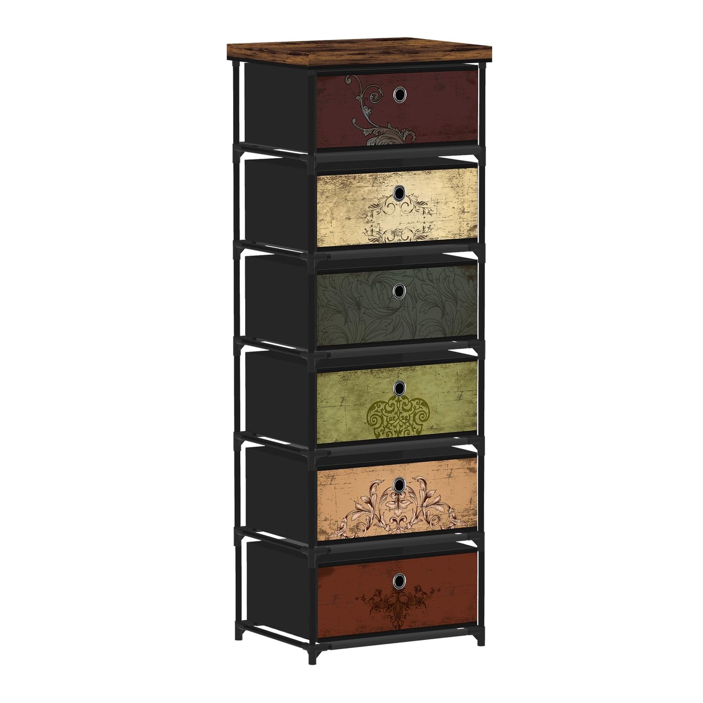 VASICAR 6 Drawers Storage Organizer Cabinet, Decorative Storage Chest, Small Dresser, Stand Nightstand for Bedroom, Living Room, Closet, Entryway, Hallway, Nursery, Dorm