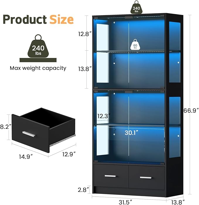 Lamtor Display Cabinet with Glass Doors