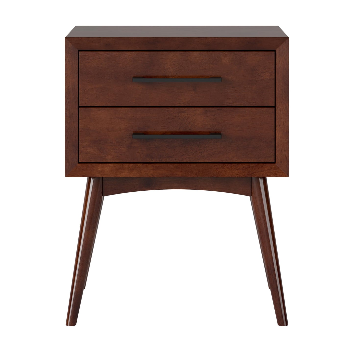 AFI, Pasadena Solid Wood Mid-Century Modern 2 Drawer Nightstand, Walnut