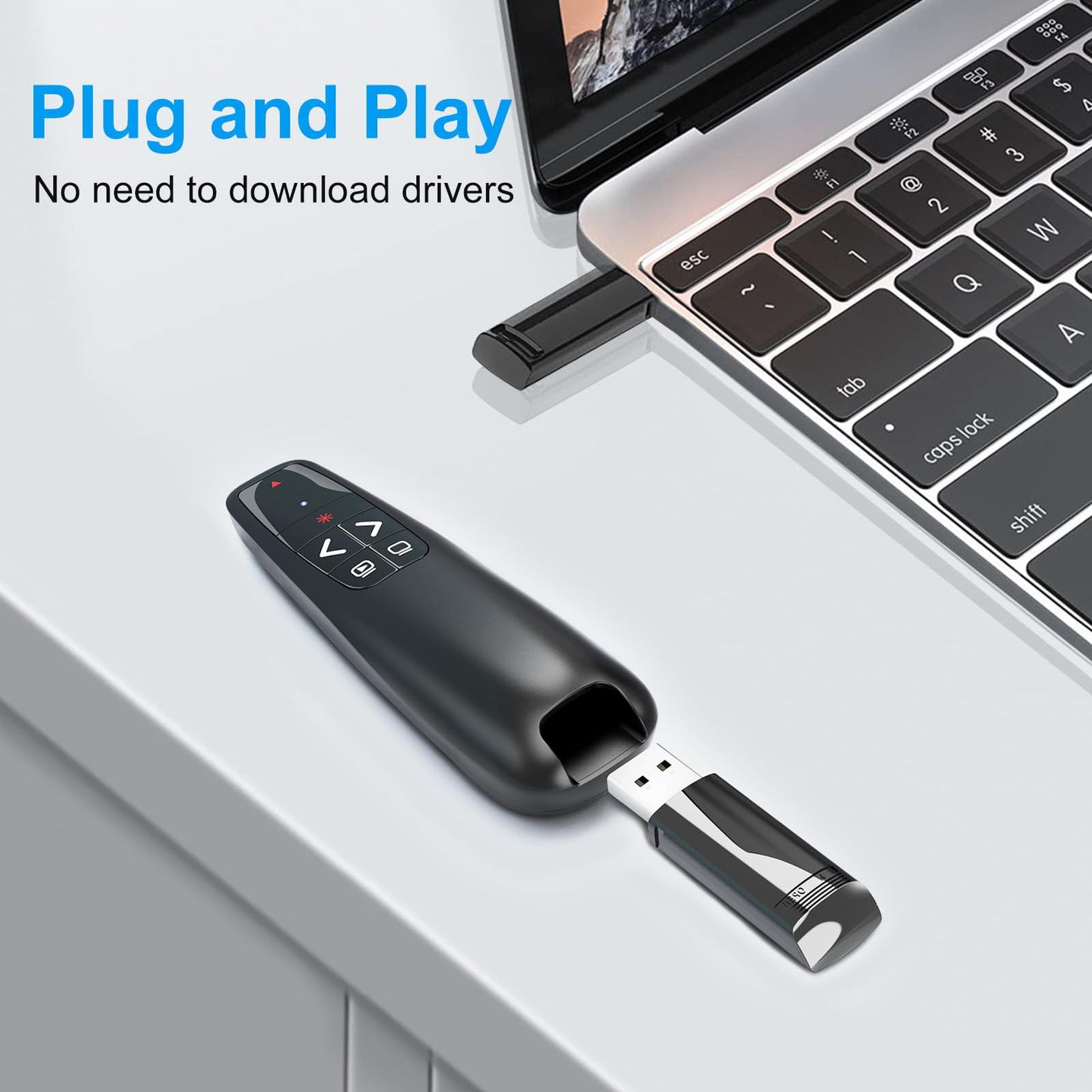 (2 Units) Wireless Presenter Remote, Clicker for Laptop PowerPoint Presentations Pointer, RF Computer Clicker for Presentations Remote, Slideshow/Smartboard/College/Classroom/PPT Clicker